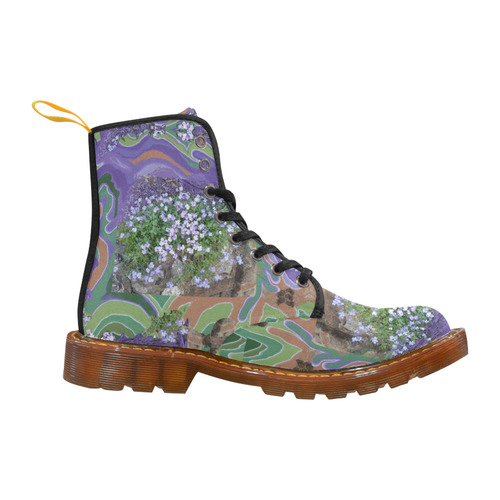 Purple Flower Textured Photo Art Boots Martin Boots For Women Model 1203H