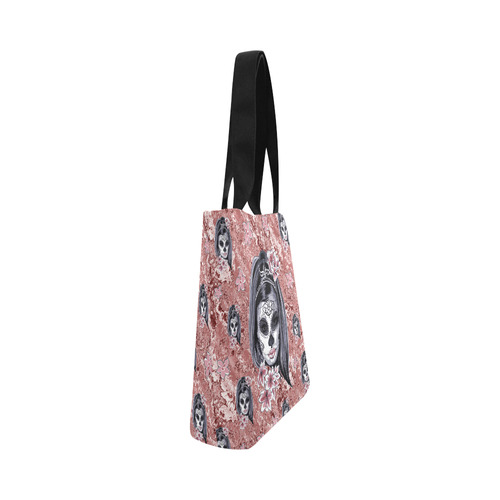 Skull Of A Pretty Flowers Lady Pattern Canvas Tote Bag (Model 1657)