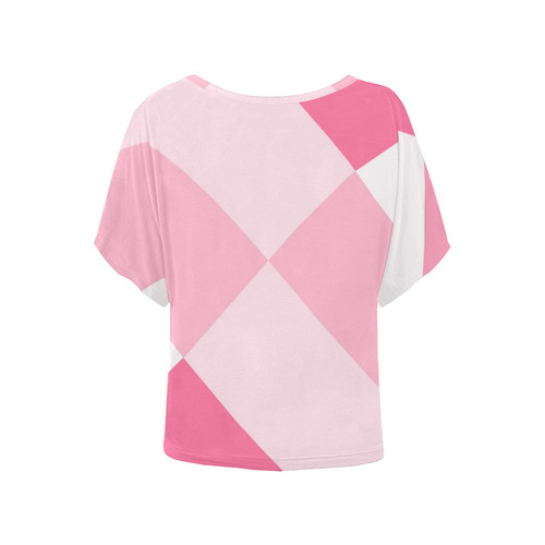 Pink Women's Batwing-Sleeved Blouse T shirt (Model T44)