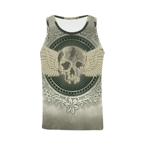Skull with wings and roses on vintage background All Over Print Tank Top for Men (Model T43)