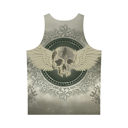 Skull with wings and roses on vintage background All Over Print Tank Top for Men (Model T43)