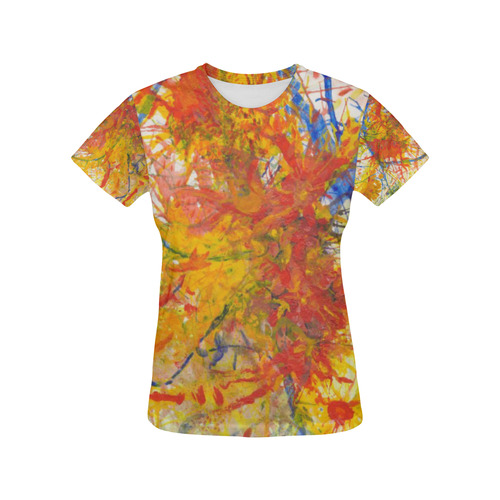 Aflame with Flower Art Top All Over Print T-Shirt for Women (USA Size) (Model T40)