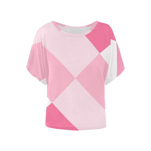 Pink Women's Batwing-Sleeved Blouse T shirt (Model T44)