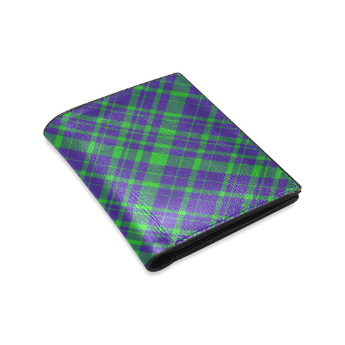 Diagonal Green & Purple Plaid Hipster Style Men's Leather Wallet (Model 1612)