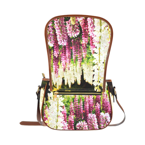 Watercolor Floral Flower Garden Saddle Bag/Large (Model 1649)