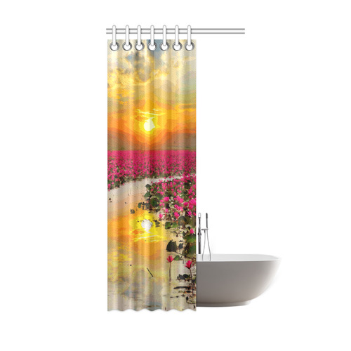 Lotus Flowers Floral Sunset Shower Curtain 36"x72"