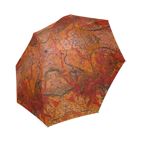 Aflame with Flower Art HotWaxed for Texture Umbrella Foldable Umbrella (Model U01)