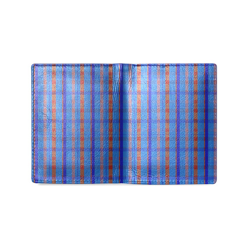 Royal Blue Plaid Hipster Style Men's Leather Wallet (Model 1612)