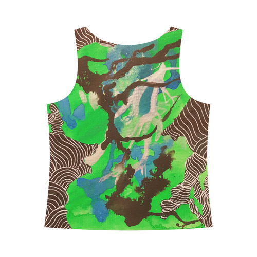 Green Abstract All Over Print Tank Top for Women (Model T43)