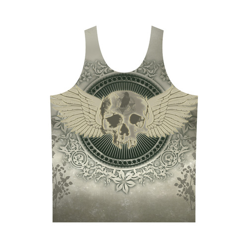 Skull with wings and roses on vintage background All Over Print Tank Top for Men (Model T43)