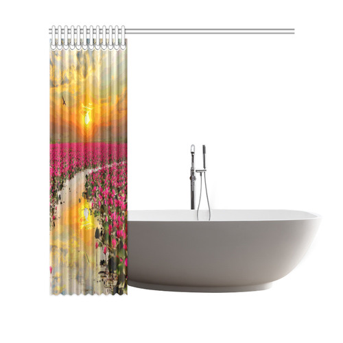 Lotus Flowers Floral Sunset Shower Curtain 69"x70"