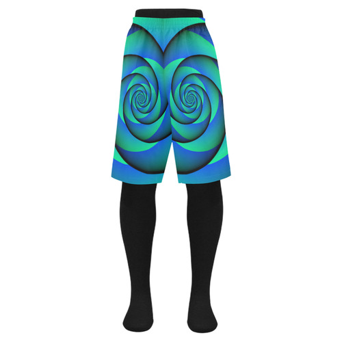 POWER SPIRAL - WAVES blue green Men's Swim Trunk (Model L21)