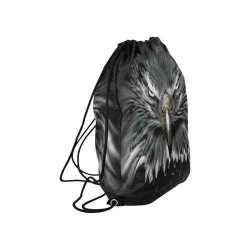 Strong EAGLE Face black Large Drawstring Bag Model 1604 (Twin Sides)  16.5"(W) * 19.3"(H)