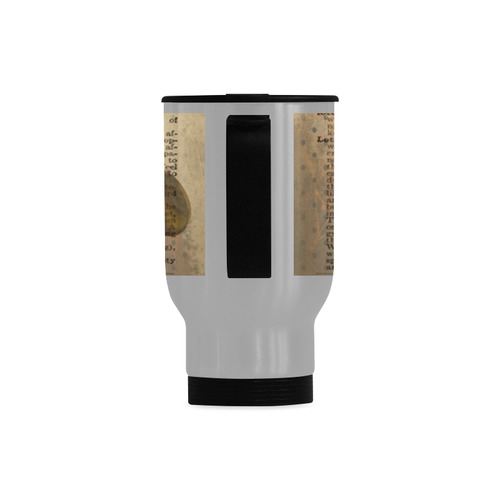 Brown Book Ephemera Travel Mug (Silver) (14 Oz)