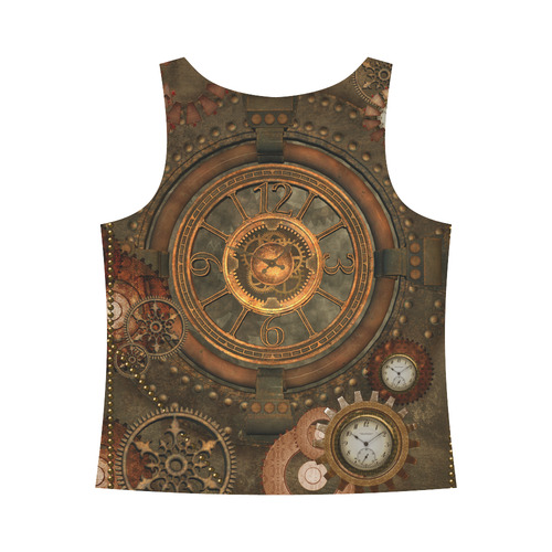 Steampunk, wonderful vintage clocks and gears All Over Print Tank Top for Women (Model T43)