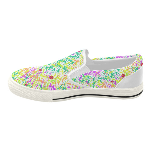 GrassWorld with Poppies Art Slip On Shoes Women's Slip-on Canvas Shoes (Model 019)