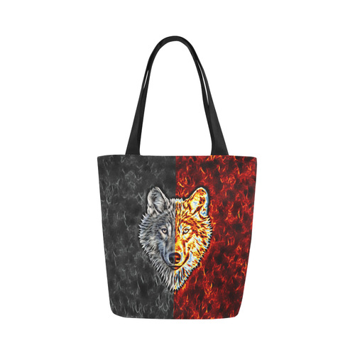 A Graceful WOLF Looks Into Your Eyes Two-colored Canvas Tote Bag (Model 1657)