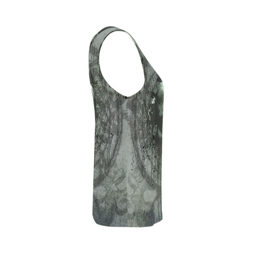 Awesome skull with bones and grunge All Over Print Tank Top for Women (Model T43)