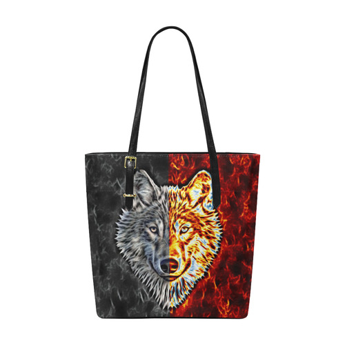 A Graceful WOLF Looks Into Your Eyes Two-colored Euramerican Tote Bag/Small (Model 1655)