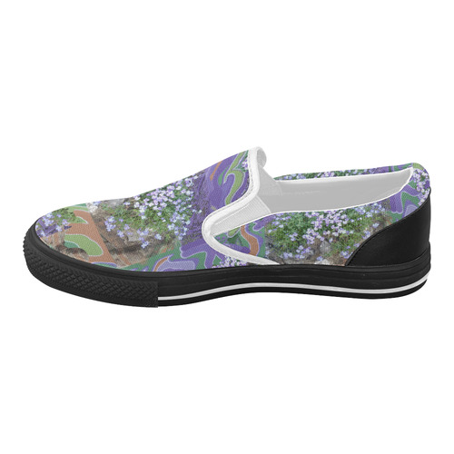 Purple Flower Photo Art Slip On Shoes Women's Slip-on Canvas Shoes (Model 019)