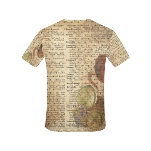 Brown Book Ephemera All Over Print T-Shirt for Women (USA Size) (Model T40)