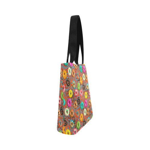 Colorful Yummy Donuts Hearts Ornaments Pattern Canvas Tote Bag (Model 1657)