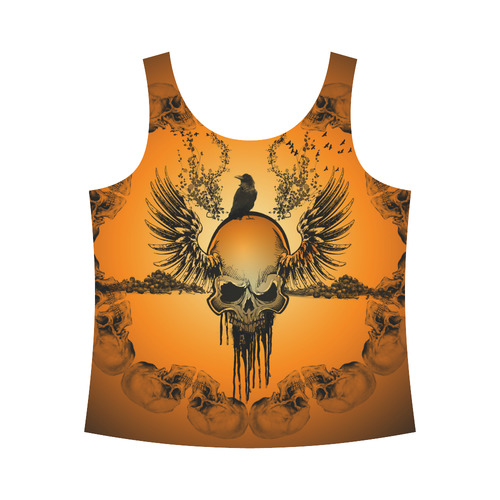 Amazing skull with crow All Over Print Tank Top for Women (Model T43)