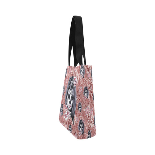 Skull Of A Pretty Flowers Lady Pattern Canvas Tote Bag (Model 1657)