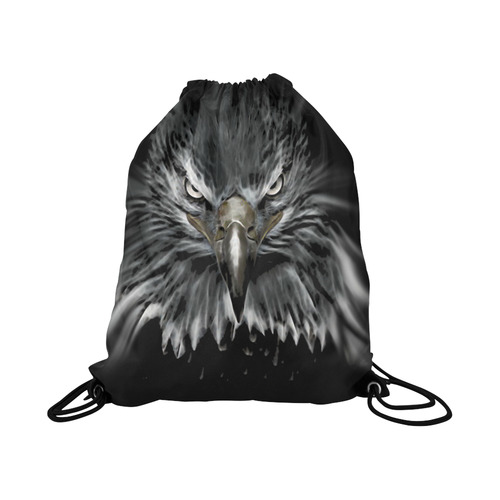 Strong EAGLE Face black Large Drawstring Bag Model 1604 (Twin Sides)  16.5"(W) * 19.3"(H)