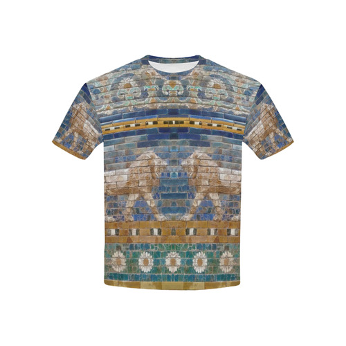 Two Lions And Daisis Mosaic Kids' All Over Print T-shirt (USA Size) (Model T40)