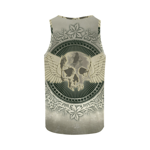 Skull with wings and roses on vintage background All Over Print Tank Top for Men (Model T43)