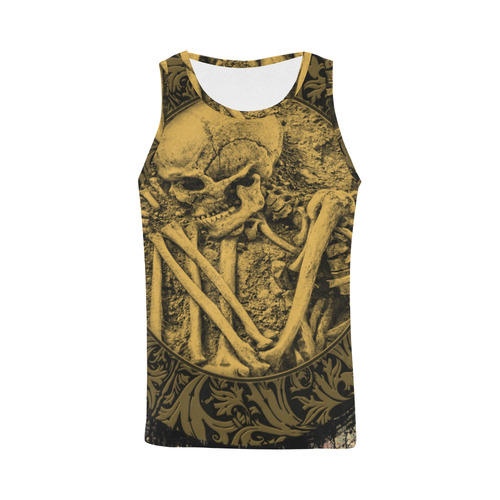 The skeleton in a round button with flowers All Over Print Tank Top for Men (Model T43)