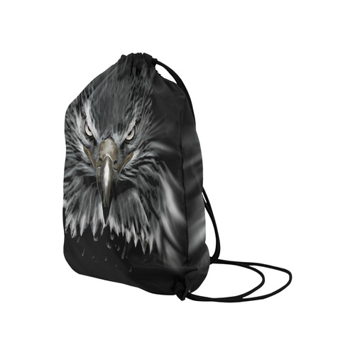 Strong EAGLE Face black Large Drawstring Bag Model 1604 (Twin Sides)  16.5"(W) * 19.3"(H)