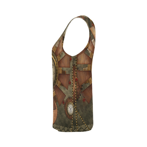 Steampunk, wonderful clocks in noble design All Over Print Tank Top for Women (Model T43)