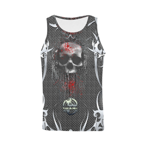 Awesome skull on metal design All Over Print Tank Top for Men (Model T43)