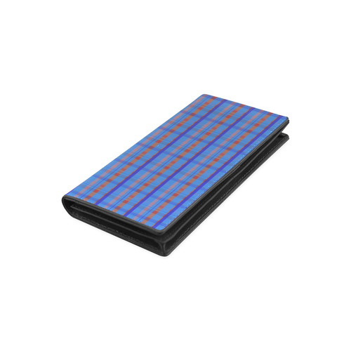 Royal Blue Plaid Hipster Style Women's Leather Wallet (Model 1611)