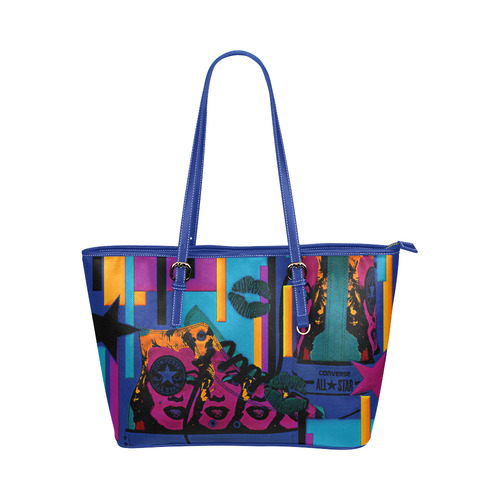 Pop Art Bag Leather Tote Bag/Large (Model 1651)