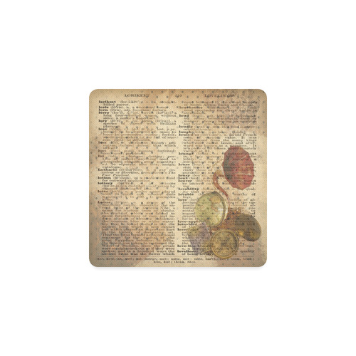 Brown Book Ephemera Square Coaster