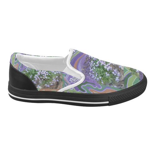 Purple Flower Photo Art Slip On Shoes Women's Slip-on Canvas Shoes (Model 019)