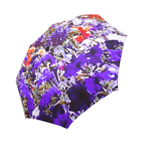 Red White Blue Abstract Floral Landscape Auto-Foldable Umbrella (Model U04)