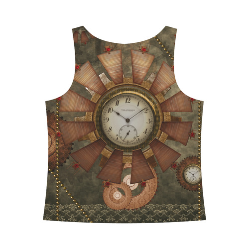 Steampunk, wonderful clocks in noble design All Over Print Tank Top for Women (Model T43)