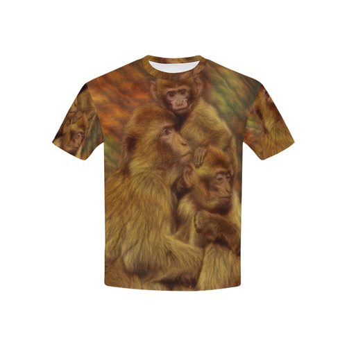 Cute Monkey Family Cuddles Kids' All Over Print T-shirt (USA Size) (Model T40)