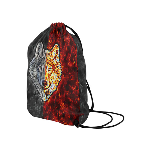 A Graceful WOLF Looks Into Your Eyes Two-colored Large Drawstring Bag Model 1604 (Twin Sides)  16.5"(W) * 19.3"(H)