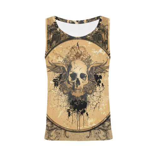 Awesome skull with wings and grunge All Over Print Tank Top for Women (Model T43)