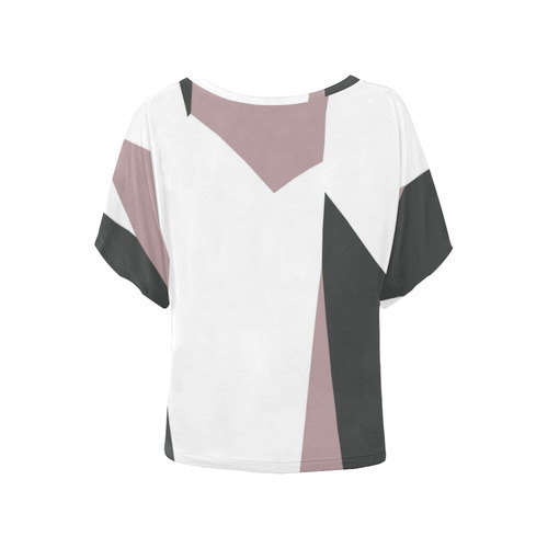 mauve  white and gray abstract Women's Batwing-Sleeved Blouse T shirt (Model T44)
