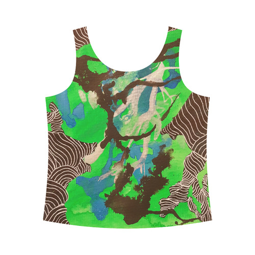 Green Abstract All Over Print Tank Top for Women (Model T43)