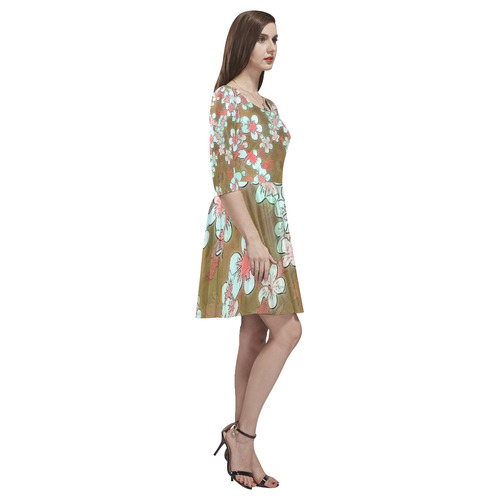 lovely floral 29 A by FeelGood Tethys Half-Sleeve Skater Dress(Model D20)