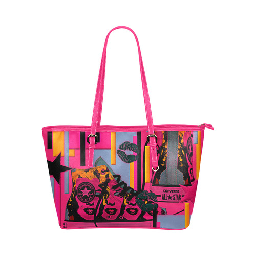 Pop Art Bag Leather Tote Bag/Large (Model 1651)