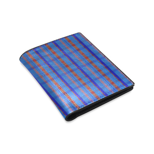 Royal Blue Plaid Hipster Style Men's Leather Wallet (Model 1612)