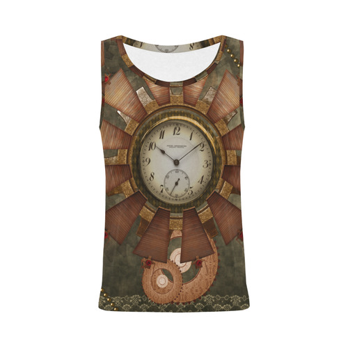 Steampunk, wonderful clocks in noble design All Over Print Tank Top for Women (Model T43)